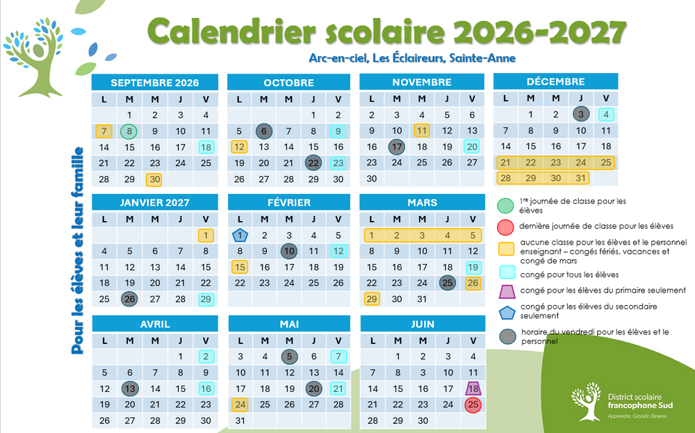 Calendriers scolaires 2026 2027 Communaute de Fredericton a lexception des Batisseurs1